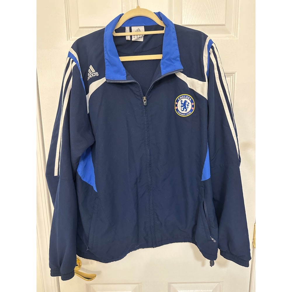 Adidas Chelsea FC Track Jacket Mens XL Navy Blue ClimaCool Soccer Full Zip